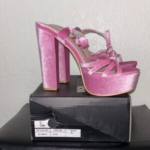 Fashion Nova Pink Velvet Platform Heels